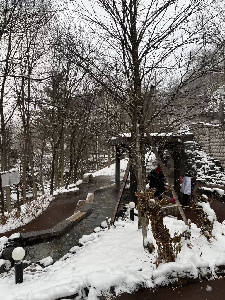 Free hot spring in Jozankei