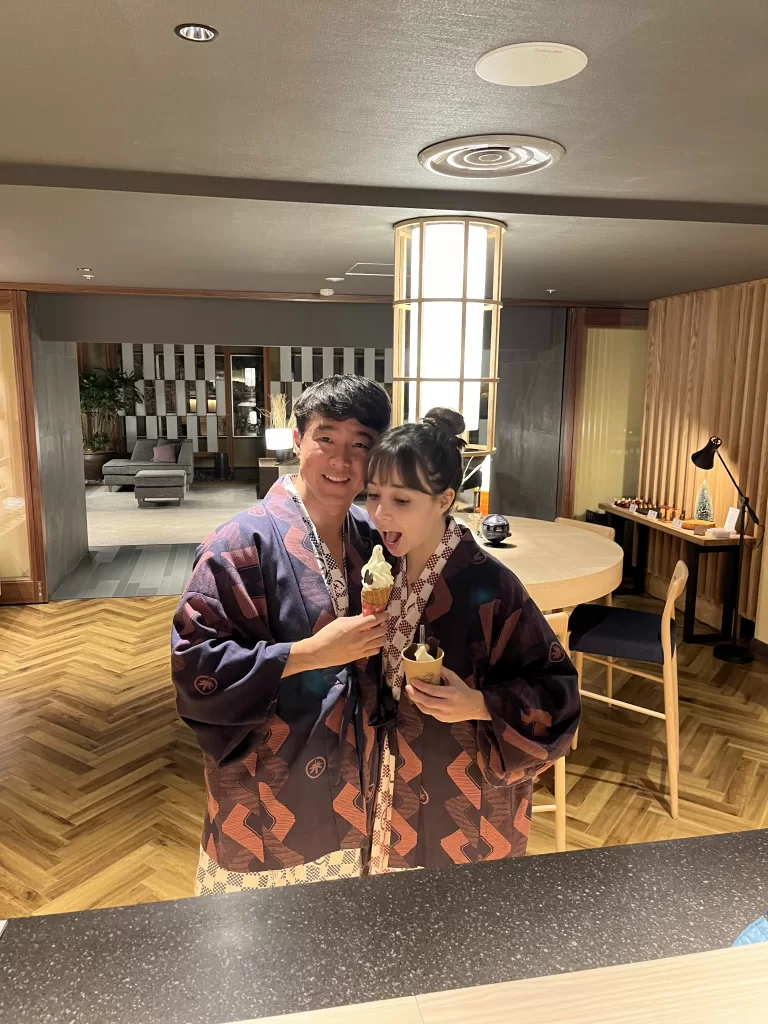 Wearing Japanese nemaki around the ryokan