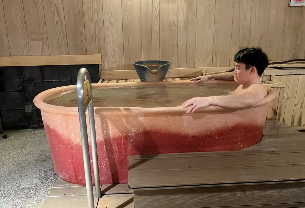 Bathing in a private Japanese Onsen