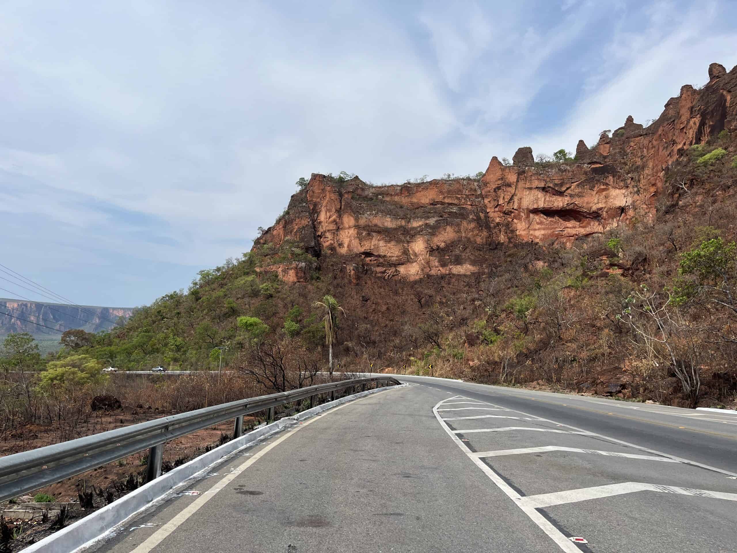 Road at Chapada dos Guimaraes offering stunning views of the local sandstone rock formations