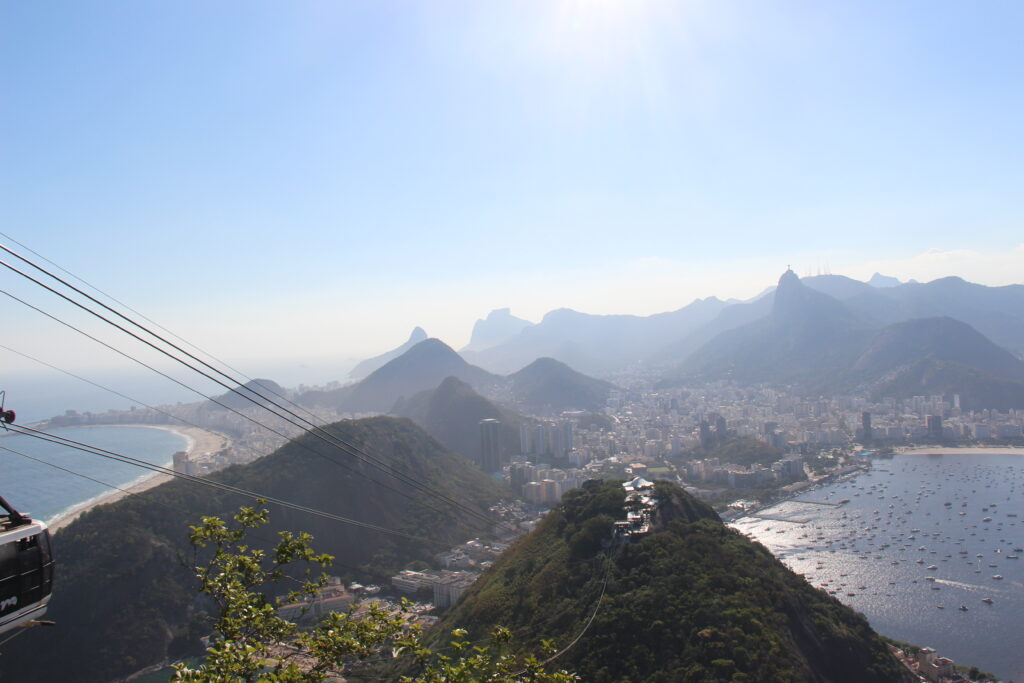 View of the city of Rio and Christ the Redeemer from sugarloaf mountain.