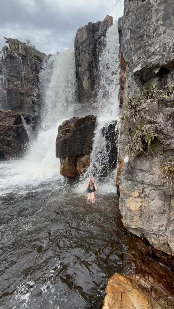 Girl bathing at Couros falls