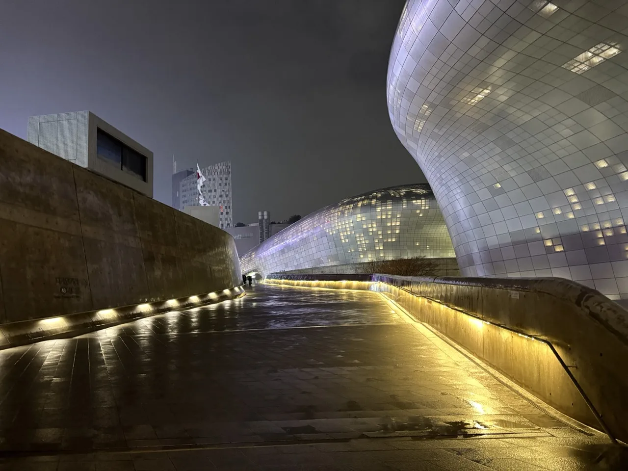 Ramp in the futuristic-looking building of Dongdaemun Design Plaza in Seoul